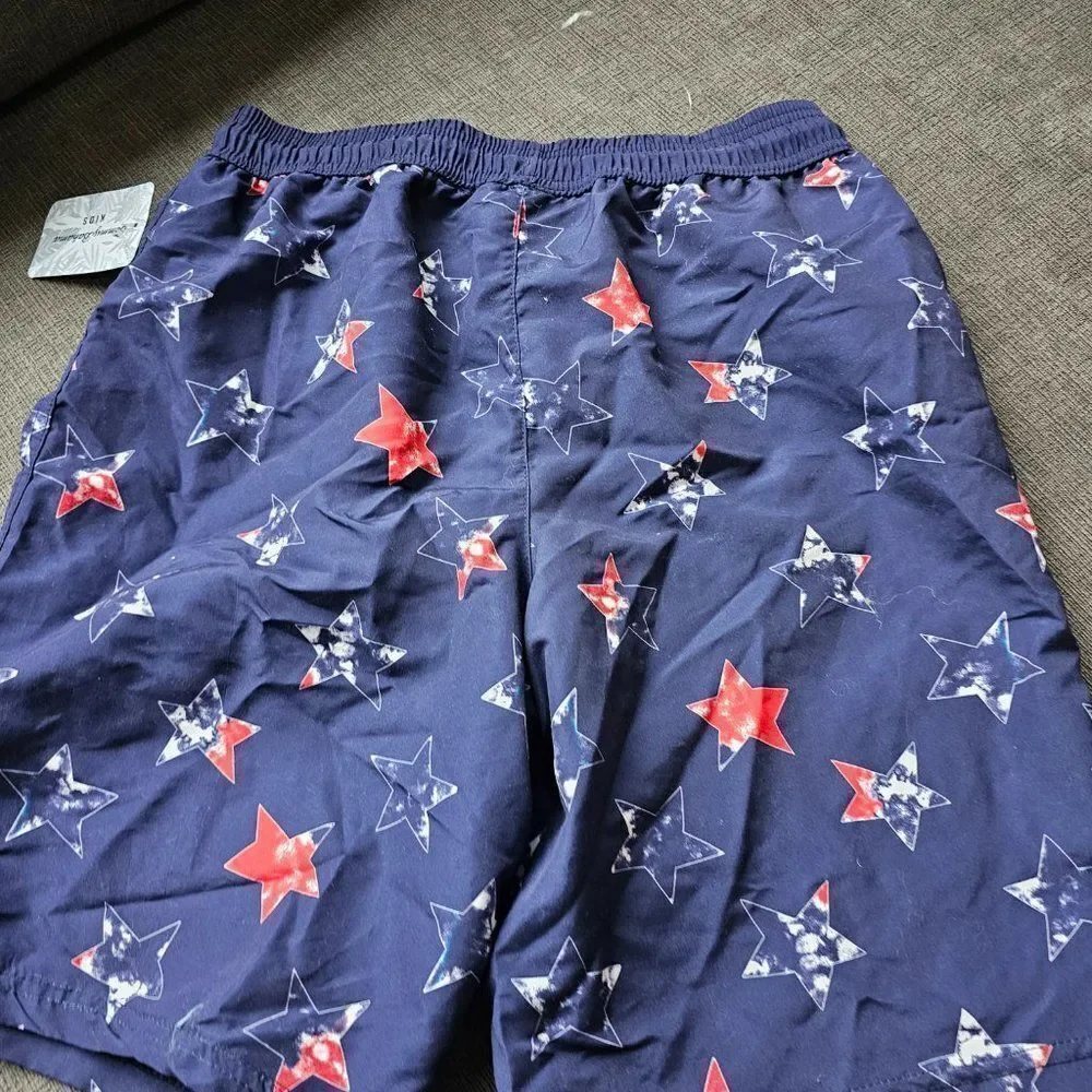 Tommy Bahama Kids Boy's Blue Stars Print With Liner Swim Trunks Size XL